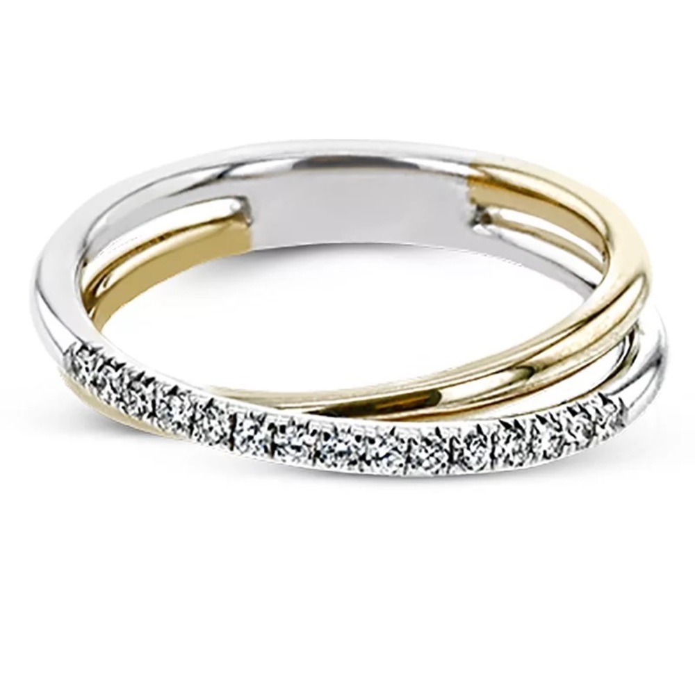 New Women’s Two Tone Round Cut 2 Line Cross Diamond Ring - Picture 2 of 3